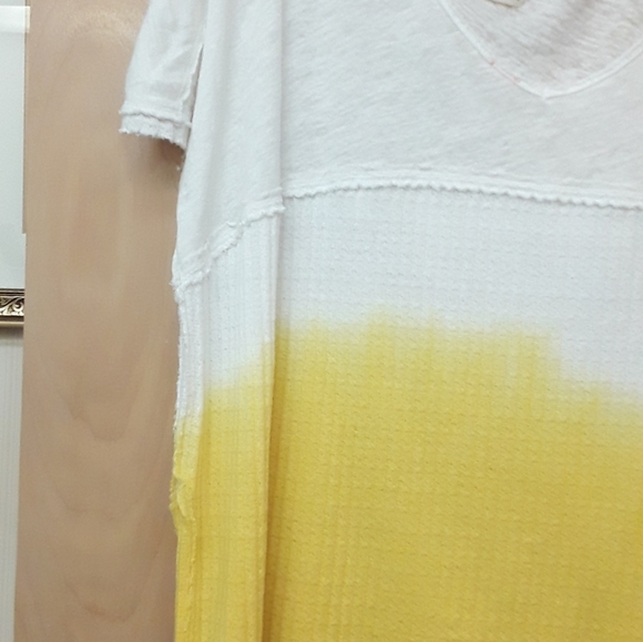 Free People White Yellow Ombre Knit W Neck Raw Dolman Top S - Picture 7 of 9
